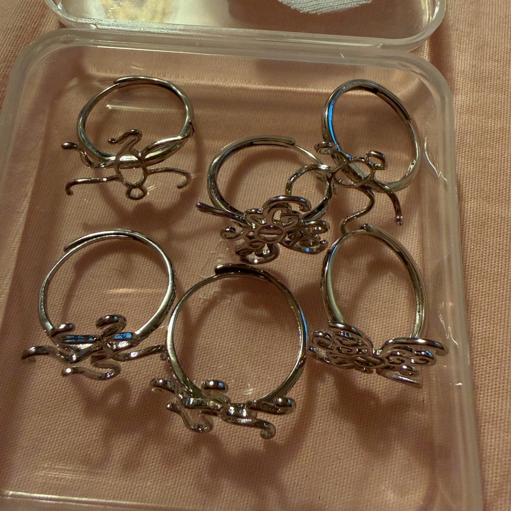 Silver Color Blank Claw Style Rings Adjustable